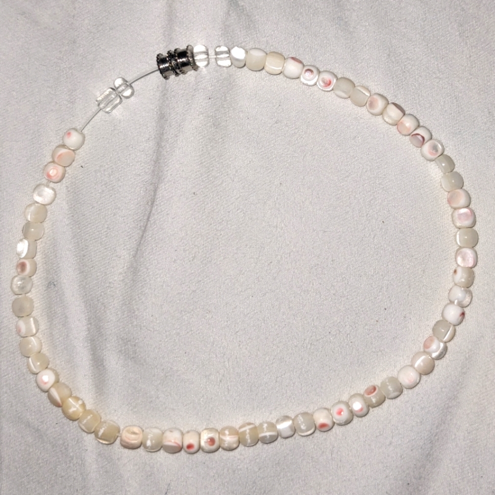 White Beaded Bracelet w/ Screw Closure AS IS